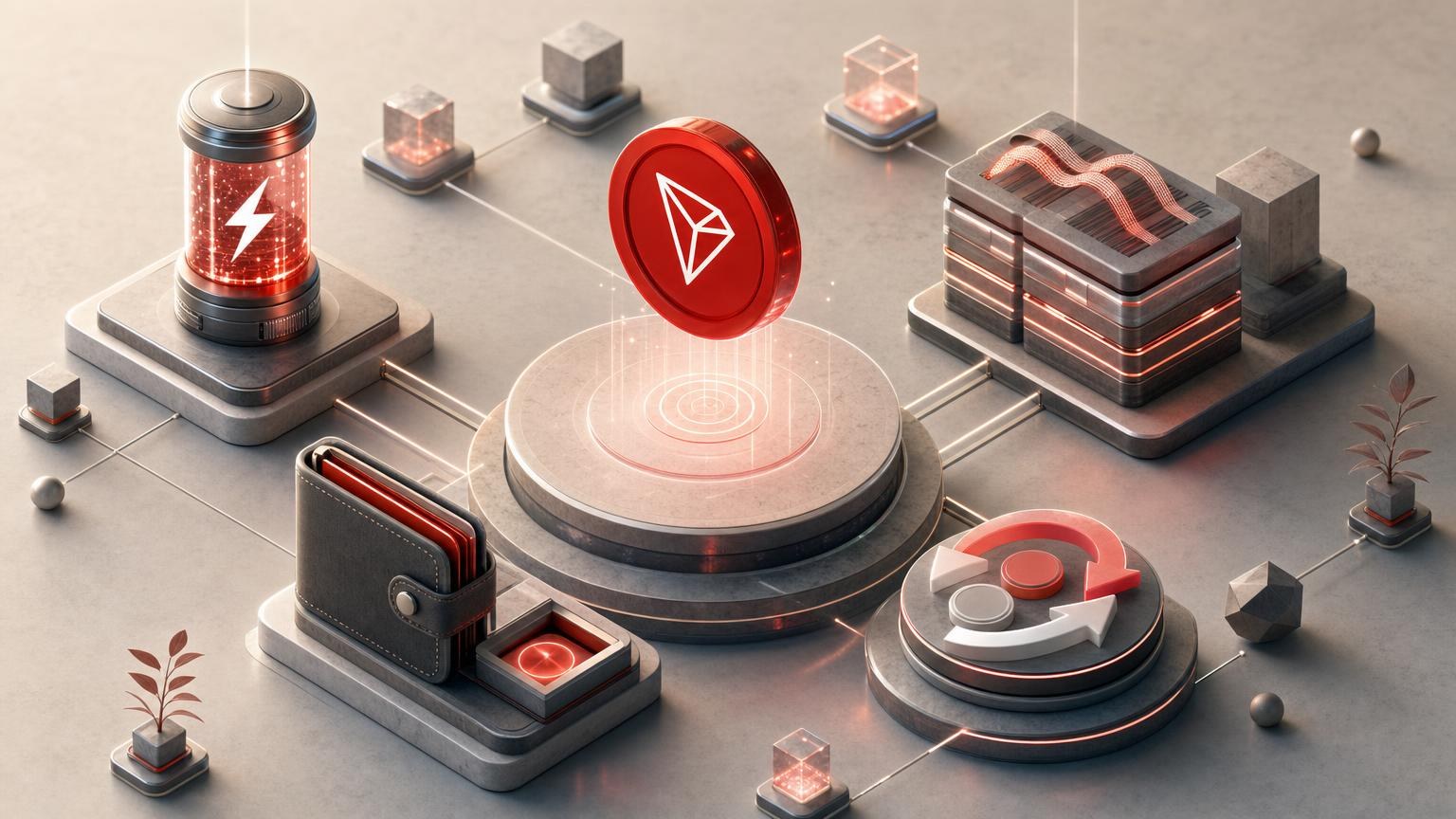 TRX moving through the TRON network as Bandwidth and Energy resources are tracked before transaction confirmation